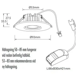 Designlight DB-5085 Smarty Downlight 4,5W 3000K