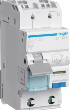 Hager Personskyddsbrytare 1P+N 6kA 10-30mA B-karaktäristik QuickConnect