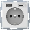 Hager S.1 1-vägsuttag + 2xUSB Typ A+C