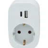 J&EL Adapter USB A+C och Stickkontakt Vit