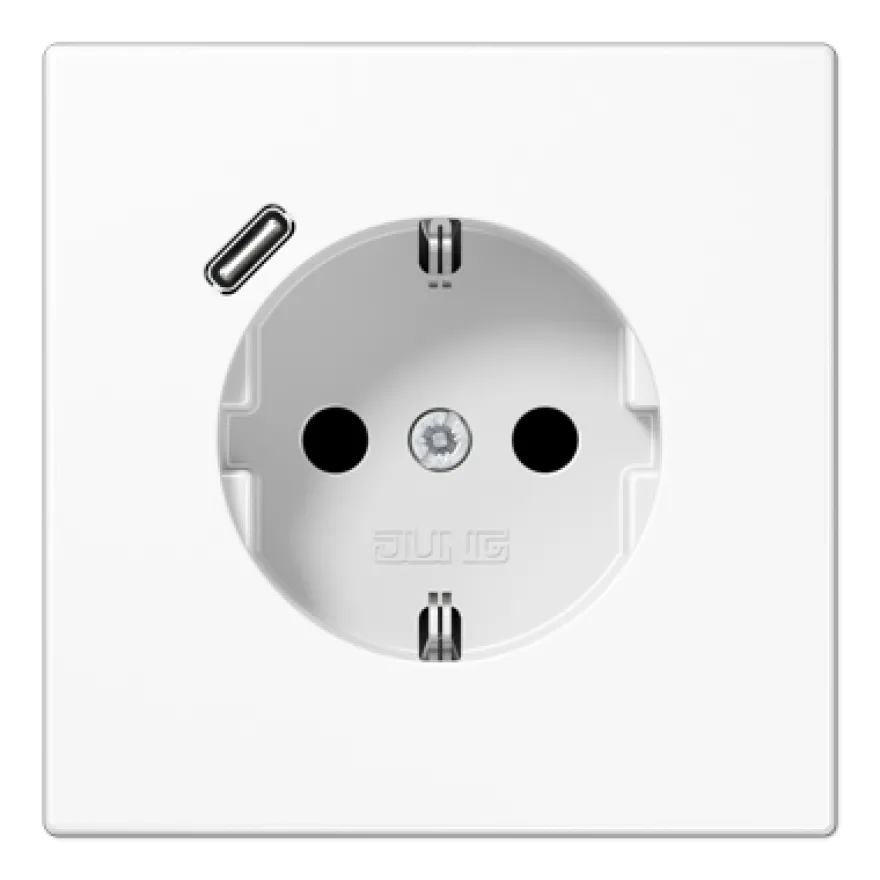 Jung LS1520 1-vägsuttag jordat 1xUSB-C