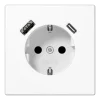 Jung LS990 1-vägsuttag med USB-A + USB-C