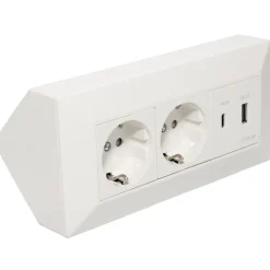 Liton Hörnbox 2-vägsuttag + USB A+C