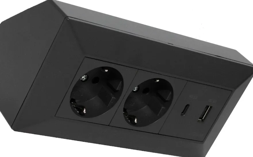 Liton Hörnbox 2-vägsuttag + USB A+C