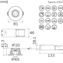 Llitt Sanna Downlight 3000-4000K 230V