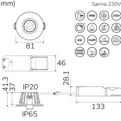 Llitt Sanna Downlight 3000-4000K 230V 3-pack