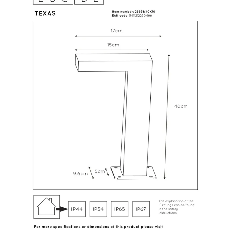 Lucide Texas 40 Pollare LED Antracit