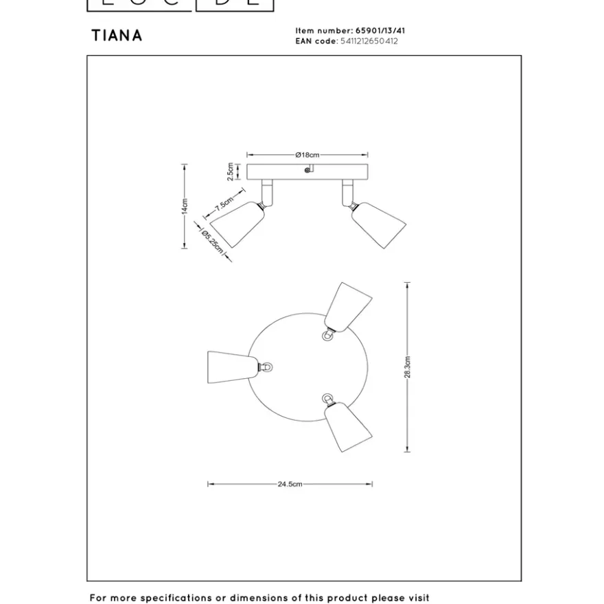 Lucide Tiana 3L Takspotlight GU10 Taupe