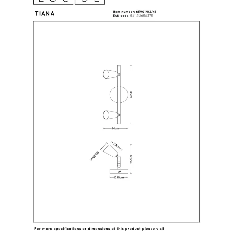Lucide Tiana 2L Takspotlight GU10 Taupe