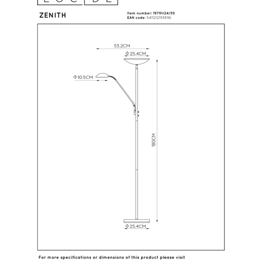Lucide Zenith Golvlampa med läslampa LED