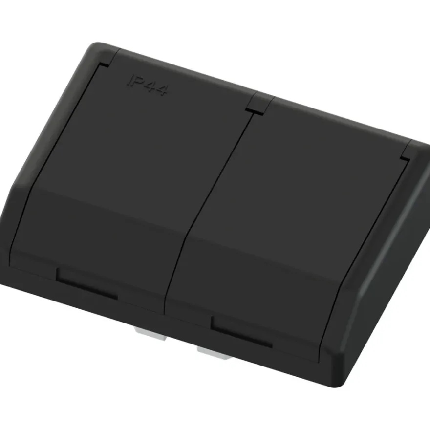 Namron Edge 2-vägsuttag med lock INF IP44
