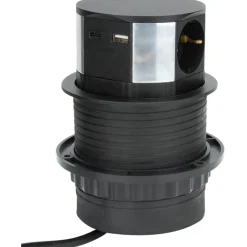 Namron Pop-Up Bordsmodul 3-vägsuttag 2xUSB