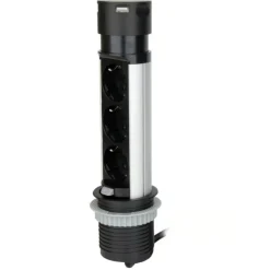 Namron Pop-Up Bordsmodul 3-vägsuttag 2xUSB