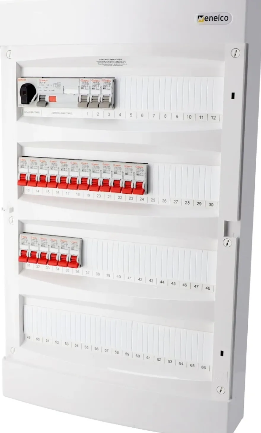 Rogy Förmonterad Central 4-radig 72 moduler Inkl. Vit dörr IP40