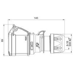 Skarvuttag CEE 416-6 16A 3-fas IP44