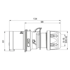 Stickpropp CEE 416-6 16A 3-fas IP44