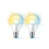 WiZ White Normal A60 8W E27 2700-6500K 2-pack